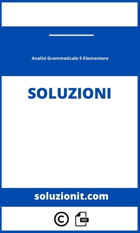 Analisi Grammaticale 5 Elementare Con Soluzioni