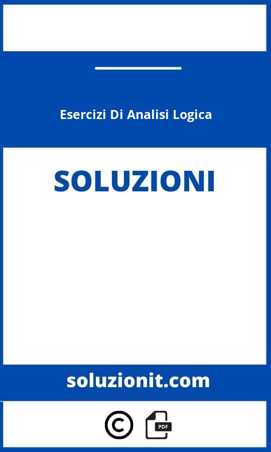 Esercizi Di Analisi Logica Con Soluzioni
